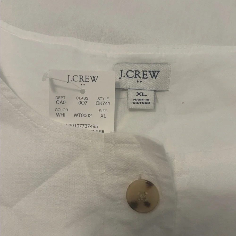 J. Crew White Sleeveless Linen-blend button-front shell SZ XL casual preppy NWT - Picture 5 of 12